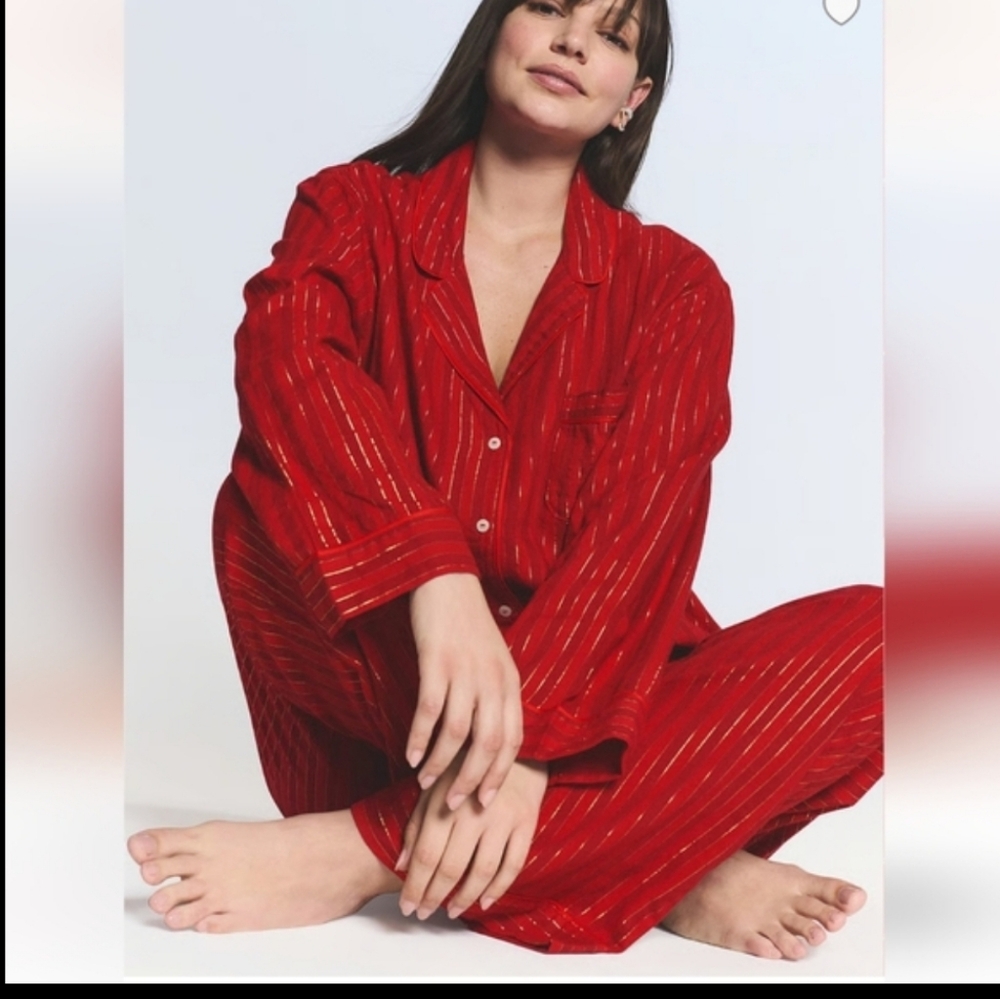 New Victoria's SecretFlannel Long Pajama Set Medium Regular